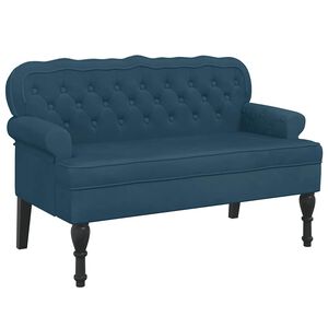 vidaXL Banchetă cu spătar, albastru, 119,5x64,5x75 cm, catifea