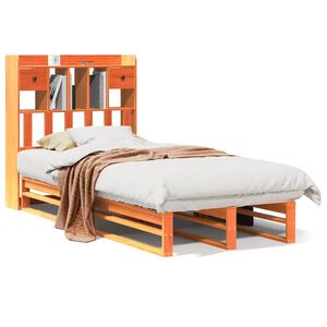 vidaXL Pat bibliotecă fără saltea maro ceruit 75x190 cm lemn masiv pin