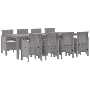 vidaXL Set de masă pentru grădină 9 pcs Alb Polipropilenă