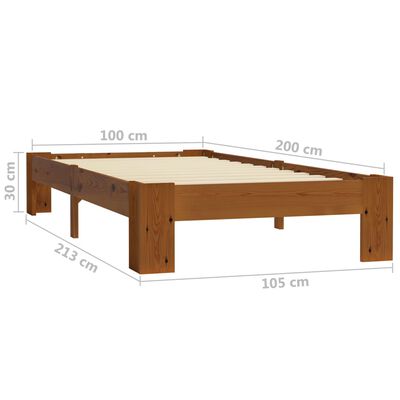 vidaXL Cadru de pat, maro deschis, 100 x 200 cm, lemn masiv de pin