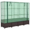vidaXL Strat &icirc;nălțat cu husă de seră, aspect ratan, 160x40x138 cm