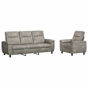vidaXL Set de canapea 2 pcs Gri deschis Piele Suedată Sintetică