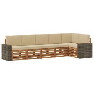 vidaXL Set canapea sectională cu pernă 6 pcs Natural și Bej
