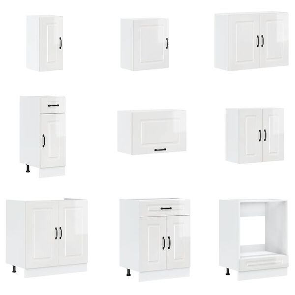 vidaXL Set dulap de bucătărie 14 piese „Kalmar” alb lucios Lemn