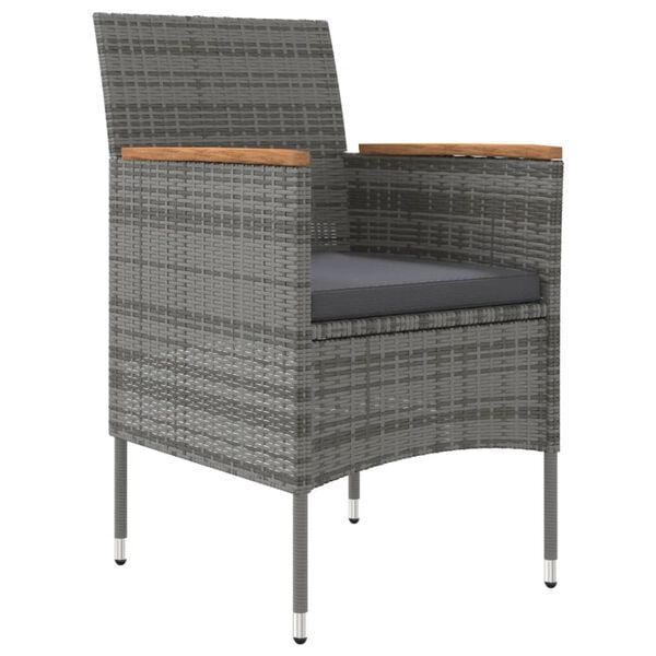 vidaXL Set de servit masa pentru grădină, 7 piese, gri și negru