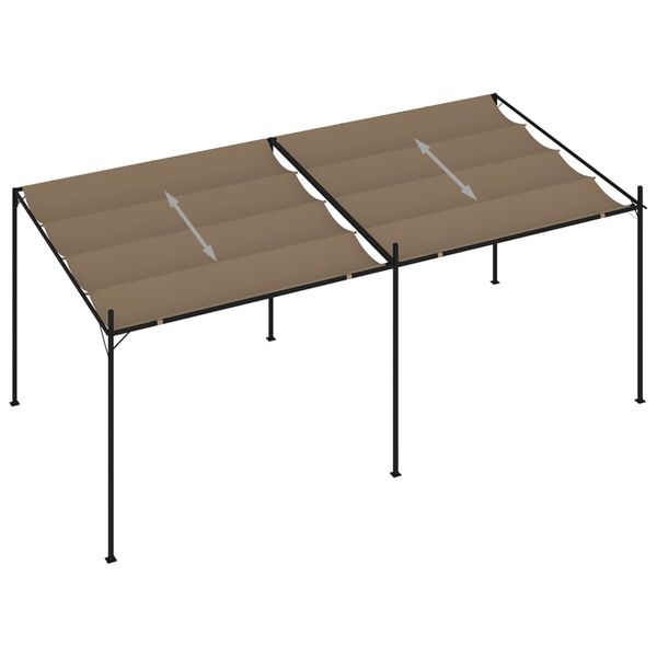 vidaXL Pavilion cu acoperiș retractabil, gri taupe, 600x300x233 cm
