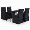 vidaXL Set masă pentru grădină, 5 piese, cu perne, negru