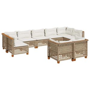 vidaXL Set canapele de grădină, 9 piese, cu perne, bej, poliratan