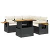vidaXL Set mobilier de grădină cu perne, 6 piese, negru, poliratan