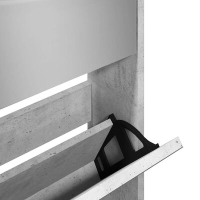 vidaXL Pantofar cu oglindă, 5 niveluri, gri beton, 63x17x169,5 cm