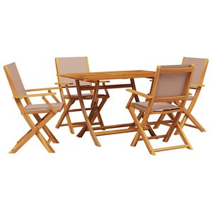 vidaXL Set mobilier de grădină 5 piese textil taupe/lemn masiv