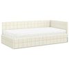 vidaXL Cadru de pat colțar cu saltea cu headboard 2 pcs Crem Catifea