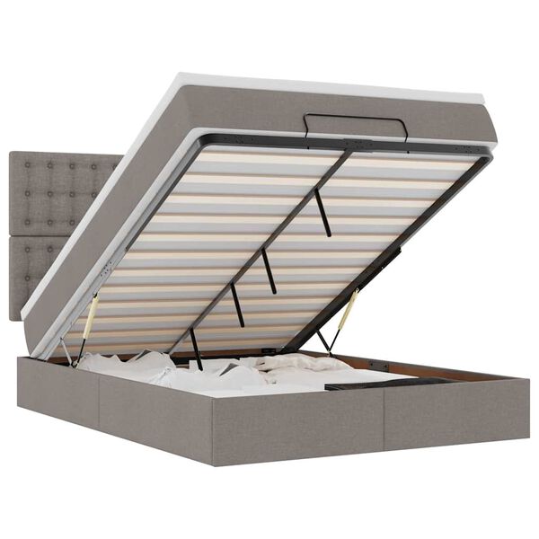vidaXL Cadru de pat otoman cu saltea Taupe 140x200cm Material