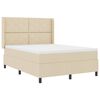 vidaXL Pat cu arcuri cu saltea cu headboard Crem 200 x 160 cm țesătură