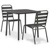 vidaXL Set mobilier bistro, 3 piese, gri &icirc;nchis, oțel
