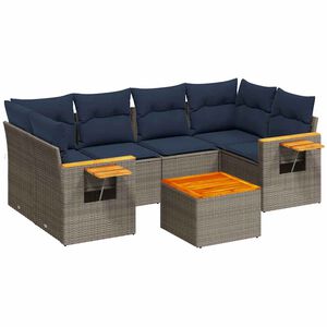 vidaXL Set canapele de grădină cu perne, 7 piese, gri, poliratan