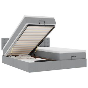 vidaXL Cadru de pat otoman cu saltele Gri deschis 180x200cm Material