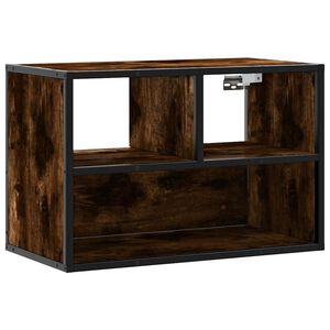 vidaXL Dulap TV stejar fumuriu, 60x31x39,5 cm, lemn prelucrat și metal