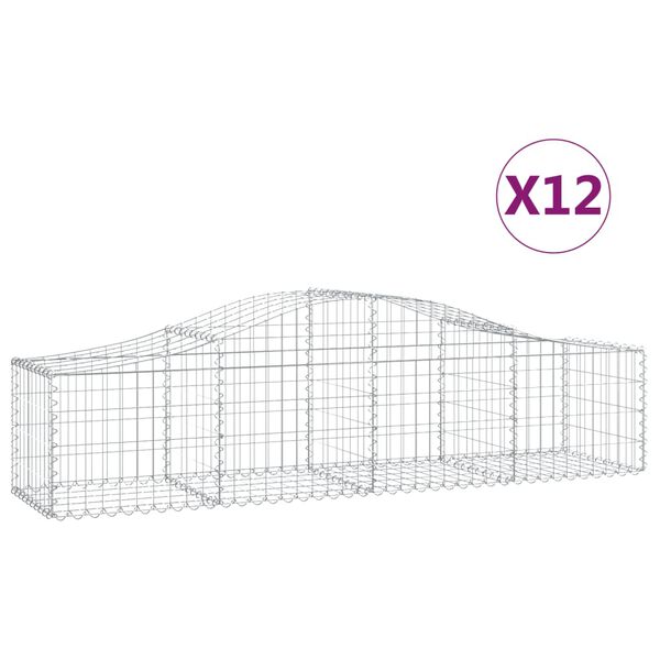 vidaXL Coșuri gabion arcuite 12 buc, 200x50x40/60 cm, fier galvanizat
