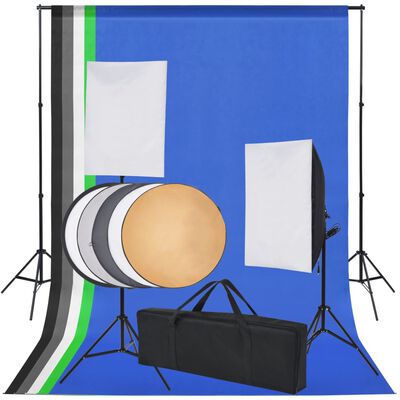 vidaXL Kit studio foto: 5 fundaluri colorate și 2 softbox-uri