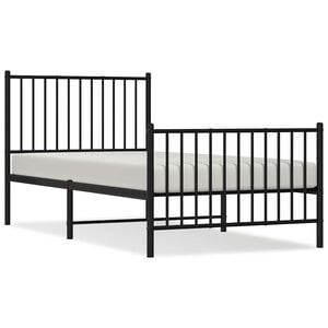 vidaXL Cadru pat metalic cu tăblii de cap/picioare, negru, 90x190 cm