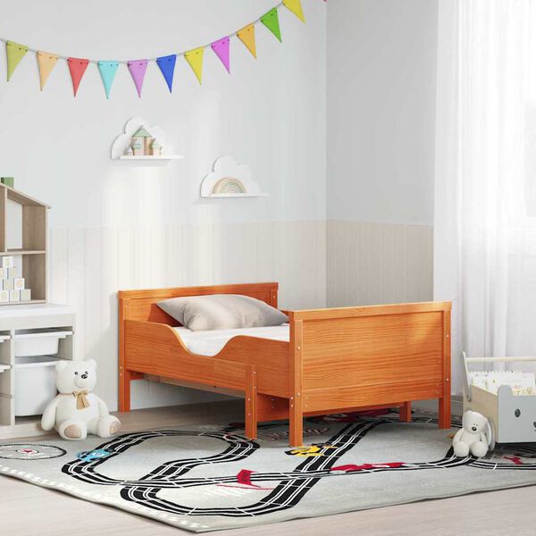 vidaXL Cadru de pat cu saltea Maro 80 x 200 cm Lemn de pin masiv