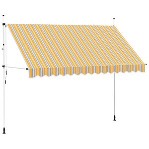 vidaXL Copertină retractabilă manual, dungi galben și albastru, 350 cm
