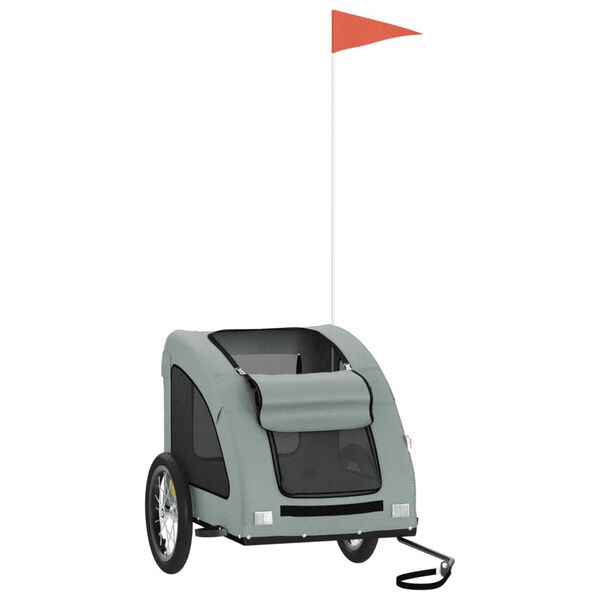 vidaXL Remorcă de bicicletă animale companie, gri, textil oxford/fier