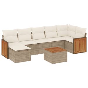 vidaXL Set canapele de grădină, 8 piese, cu perne, bej, poliratan