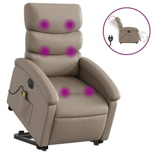 vidaXL Fotoliu electric masaj rabatabil cu ridicare, cappuccino