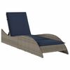 vidaXL Șezlong cu pernă gri 60x205x73 cm, poliratan