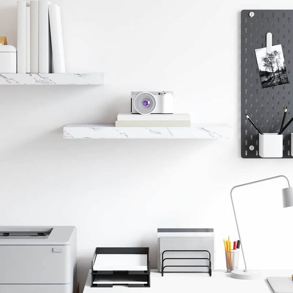 vidaXL Raft de perete Marmură albă 50 x 23 x 4 cm Lemn compozit