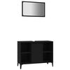 vidaXL Set mobilier de baie, 2 piese, negru, lemn compozit