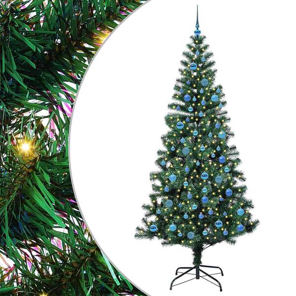 vidaXL Pom de Crăciun artificial pre-iluminat cu 300 LED Verde 240 cm