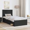 vidaXL Cadru de pat cu headboard Negru 90 x 190 cm Lemn de pin masiv
