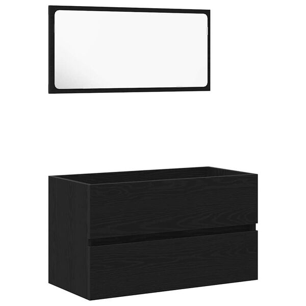 vidaXL Set de mobilier pentru baie 2 pcs Stejar Negru Lemn compozit