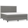 vidaXL Pat continental cu saltea, gri &icirc;nchis, 160x200 cm, țesătură