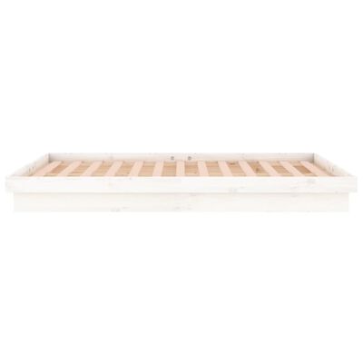 vidaXL Cadru de pat LED Super King Size, alb, 180x200 cm, lemn masiv