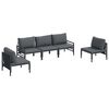 vidaXL Set de canapele pentru grădină cu pernă 5 pcs Negru Oțel