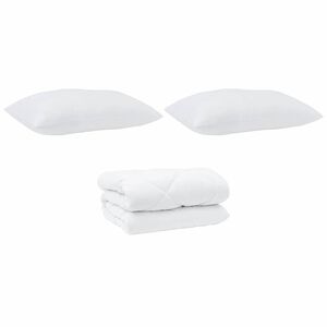 vidaXL Duvet cu perne cu pernă 3 pcs Alb Microfibră și Pene de Rață