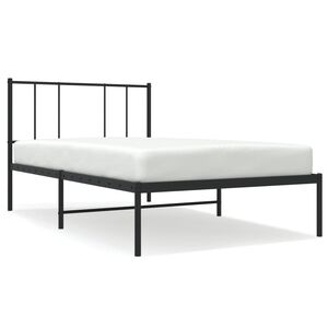 vidaXL Cadru de pat din metal cu tăblie, negru, 107x203 cm