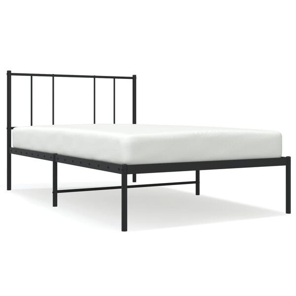 vidaXL Cadru de pat din metal cu tăblie, negru, 107x203 cm