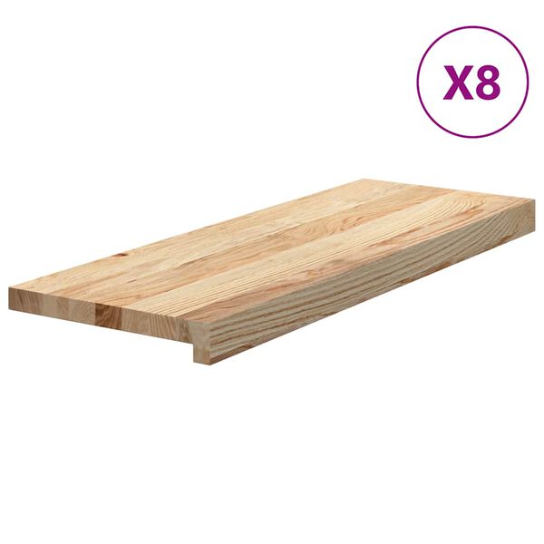 vidaXL Trepte scari 8 buc Stejar masiv netratat 70x25x2 cm