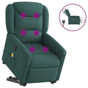 vidaXL Fotoliu electric masaj rabatabil / ridicare verde &icirc;nchis textil