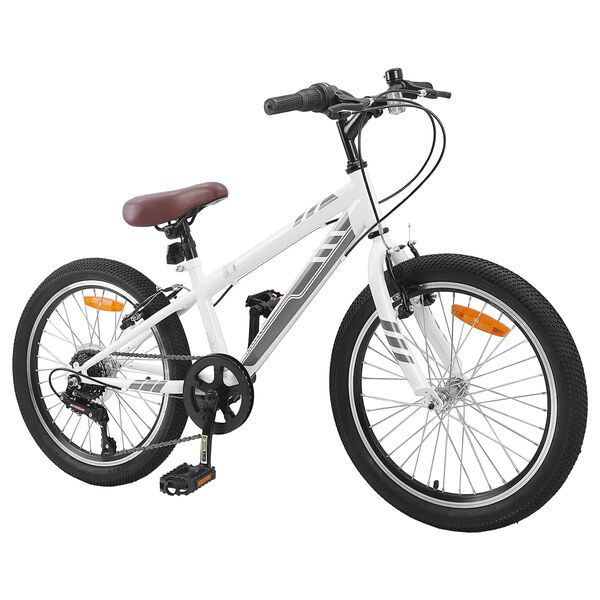 vidaXL Bicicletă Montană 24 Inci 6-Speed pentru 8-12 ani Alb