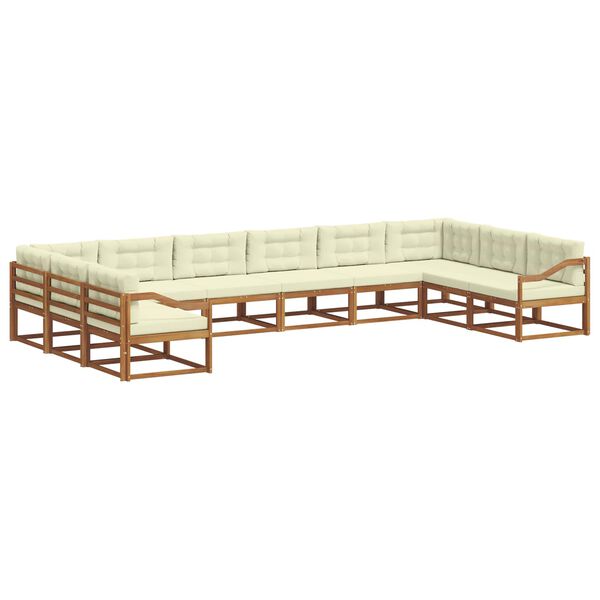 vidaXL Set de canapele de exterior cu pernă 10 pcs Natural și Crem