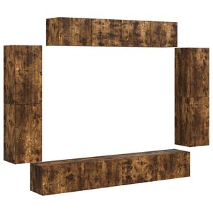 vidaXL Cabinet TV 8 pcs Stejar fumuriu