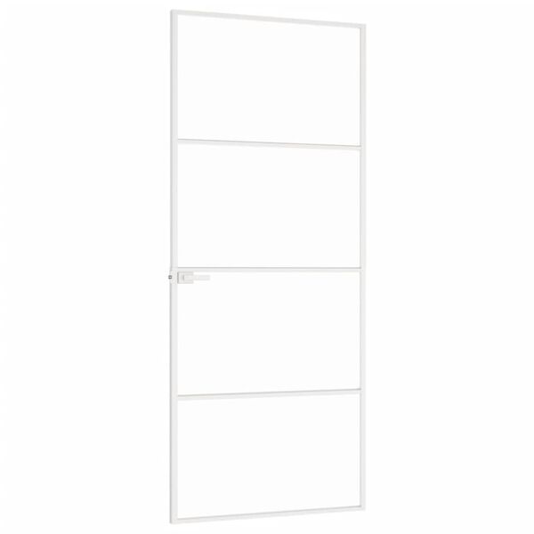 vidaXL Ușă de interior alb 83x201,5 cm sticlă securiz. / aluminiu slim