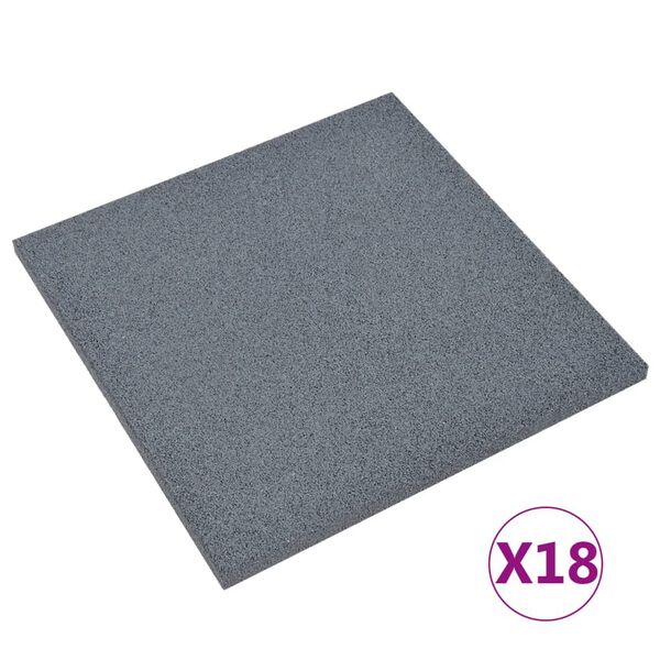 vidaXL Plăci de protecție la cădere 18 buc, gri, 50x50x3 cm, cauciuc