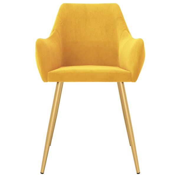 vidaXL Scaune de bucătărie, 2 buc., galben, catifea